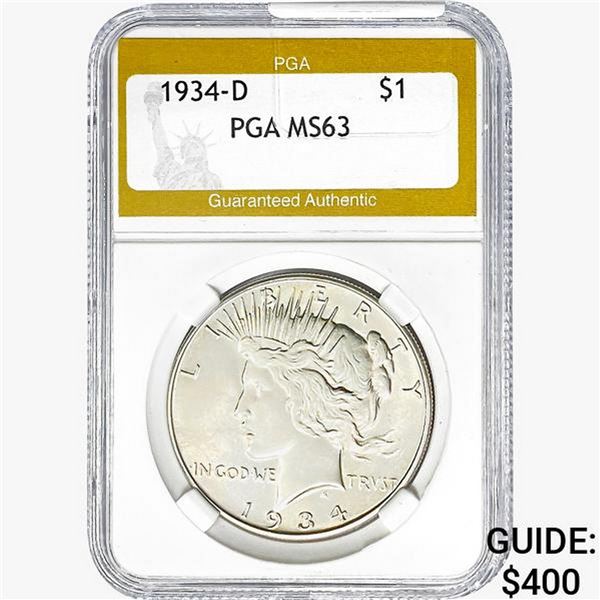 1934-D Silver Peace Dollar PGA MS63