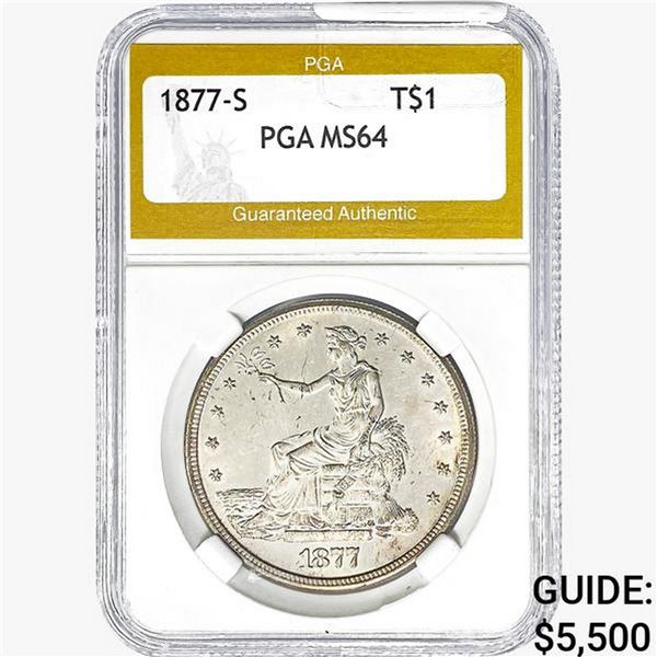 1877-S Silver Trade Dollar PGA MS64