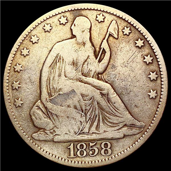 1858 Seated Liberty Half Dollar LIGHTLY CIRCULATED