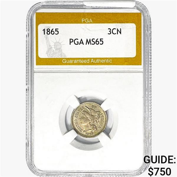 1865 Nickel Three Cent PGA MS65