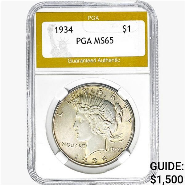 1934 Silver Peace Dollar PGA MS65