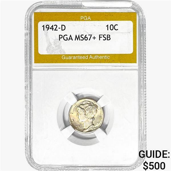 1942-D Mercury Silver Dime PGA MS67+ FSB