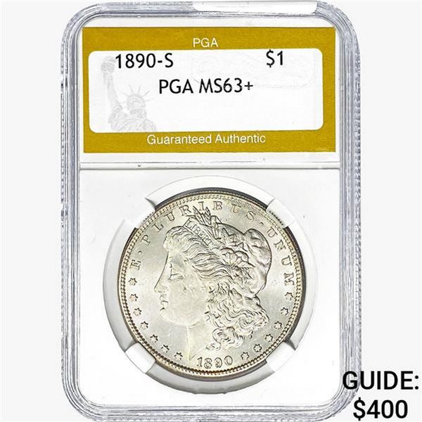 1890-S Morgan Silver Dollar PGA MS63+