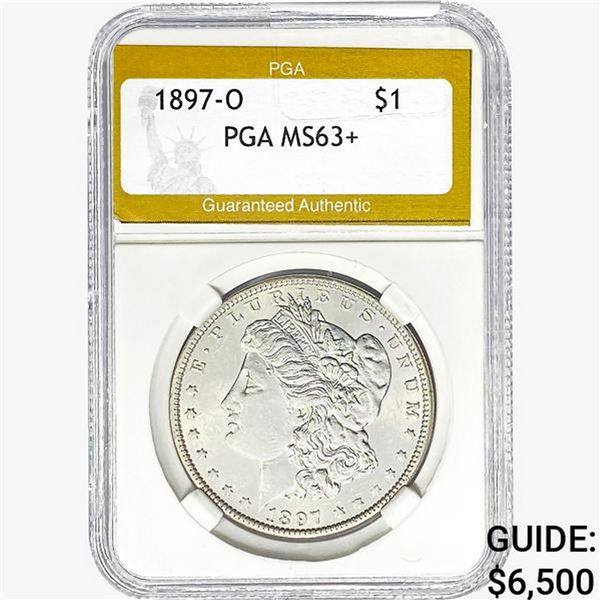 1897-O Morgan Silver Dollar PGA MS63+