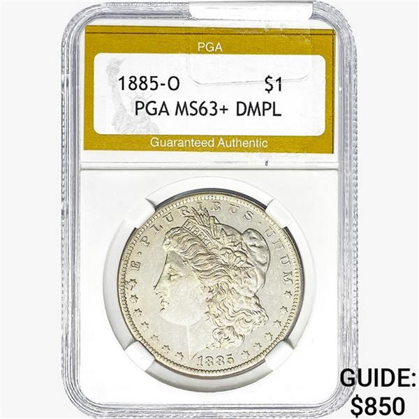 1885-O Morgan Silver Dollar PGA MS63+ DMPL