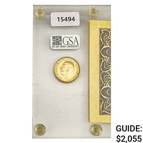 1911 0.2354oz Gold 10 Canadian Sovereign Coin