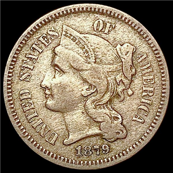 1879 Nickel Three Cent NEARLY UNCIRCULATED