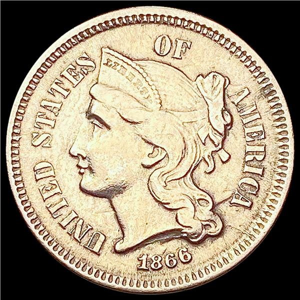 1866 Nickel Three Cent CLOSELY UNCIRCULATED