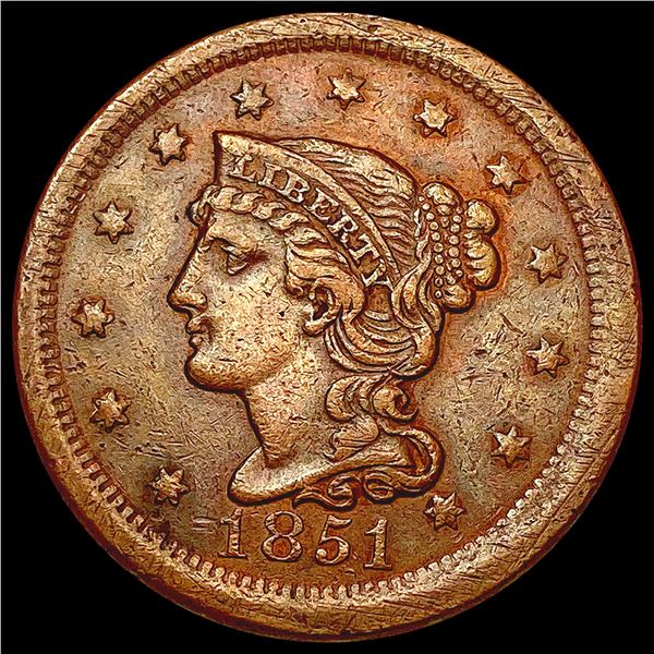 1851 Braided Hair Large Cent CLOSELY UNCIRCULATED