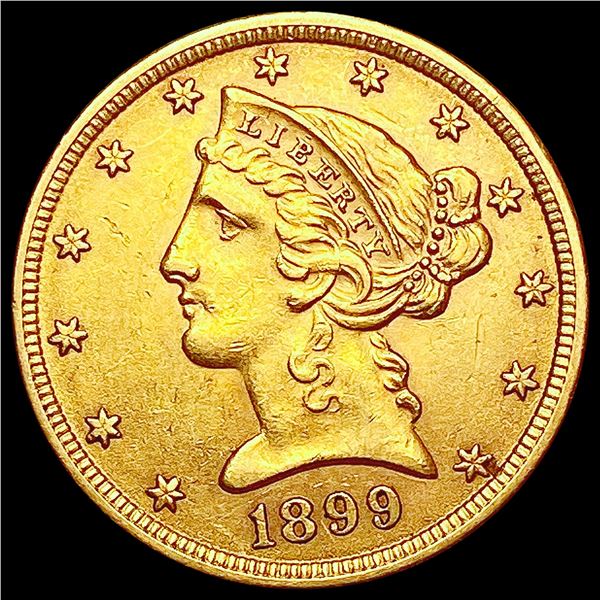 1899 $5 Gold Half Eagle CHOICE BU