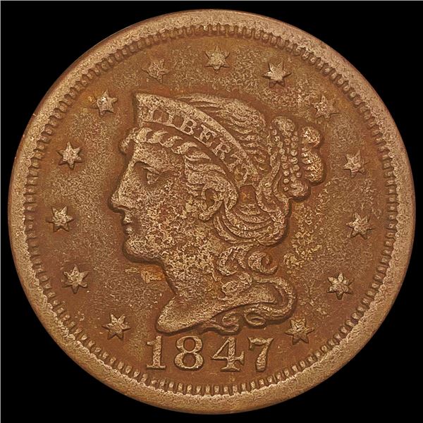 1847 Braided Hair Large Cent NICELY CIRCULATED