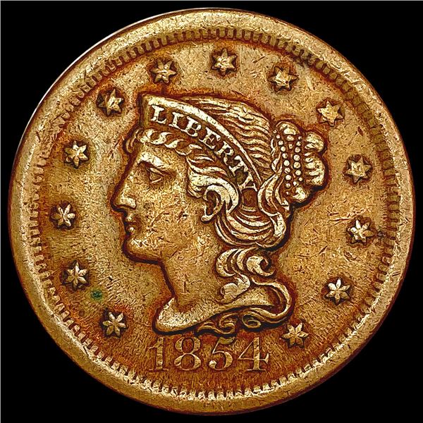1854 Braided Hair Large Cent CLOSELY UNCIRCULATED