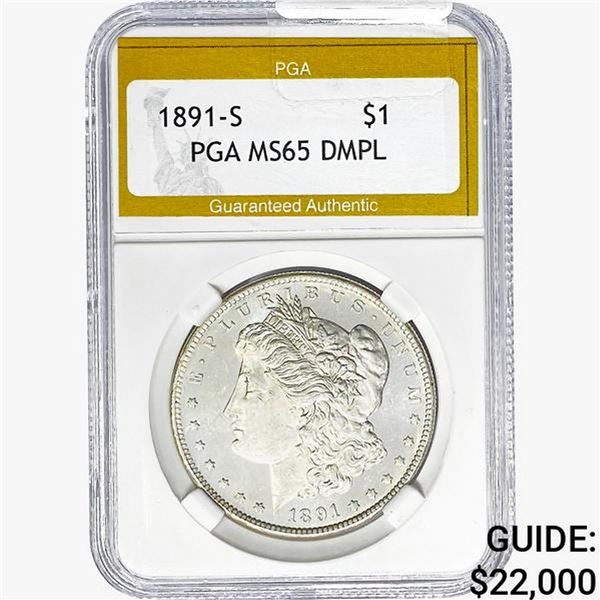 1891-S Morgan Silver Dollar PGA MS65 DMPL