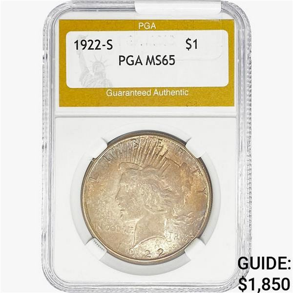 1922-S Silver Peace Dollar PGA MS65