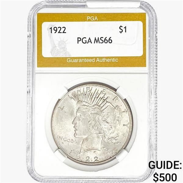 1922 Silver Peace Dollar PGA MS66