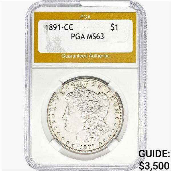 1891-CC Morgan Silver Dollar PGA MS63