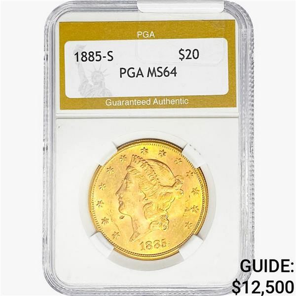 1885-S $20 Gold Double Eagle PGA MS64