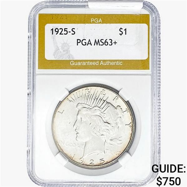 1925-S Silver Peace Dollar PGA MS63+