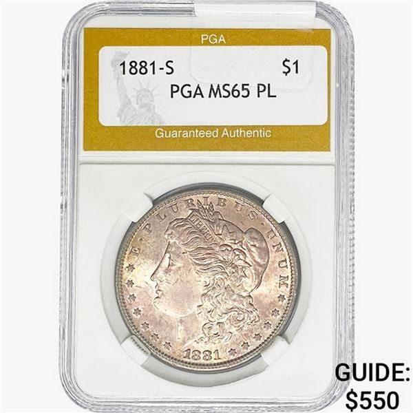 1881-S Morgan Silver Dollar PGA MS65 PL