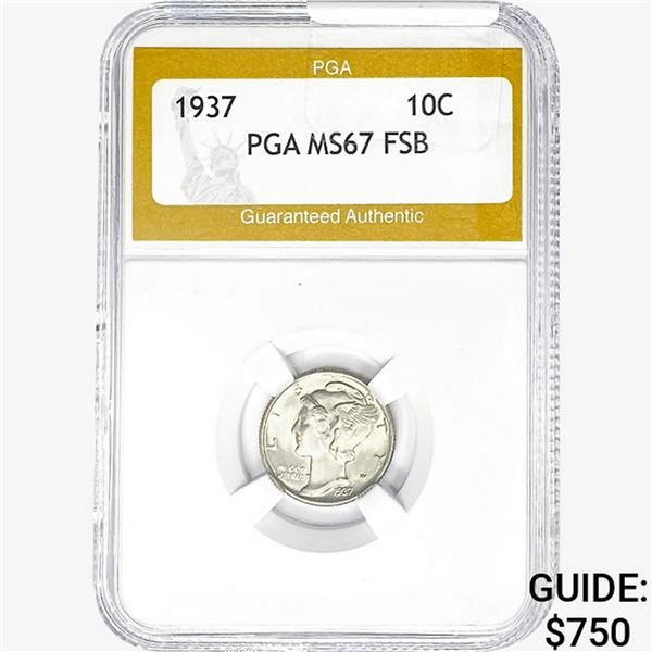 1937 Mercury Silver Dime PGA MS67 FSB