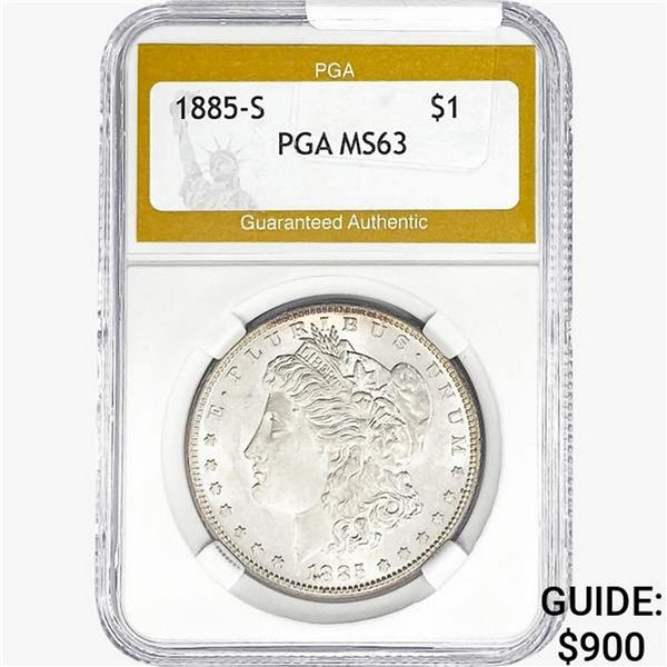 1885-S Morgan Silver Dollar PGA MS63