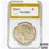 1934-D Silver Peace Dollar PGA MS62+