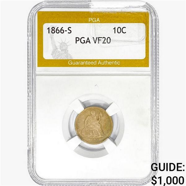 1866-S Seated Liberty Dime PGA VF20