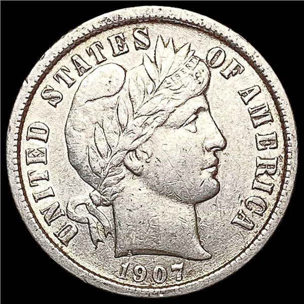 1907 Barber Dime CHOICE AU