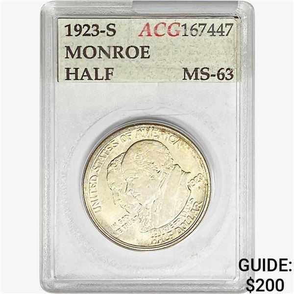 1923-S Monroe Half Dollar ACG MS63