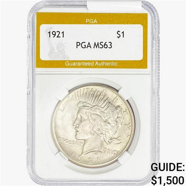 1921 Silver Peace Dollar PGA MS63