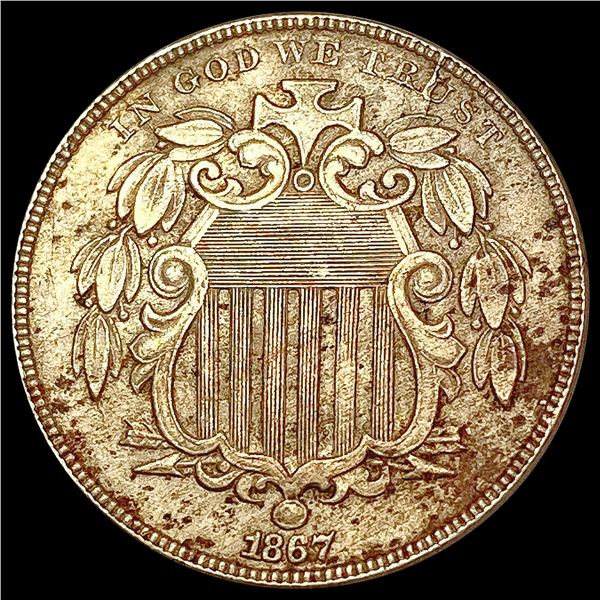 1867 No Rays Shield Nickel CLOSELY UNCIRCULATED