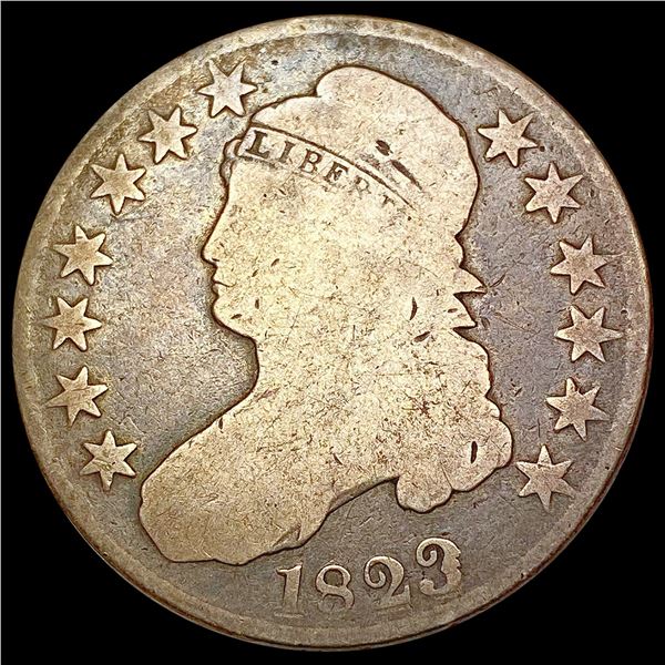 1823 Patched 3 O-101a Capped Bust Half Dollar NICELY CIRCULATED