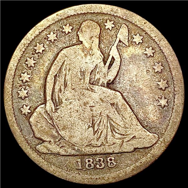 1838 Letters and Stars Seated Liberty Dime NICELY CIRCULATED
