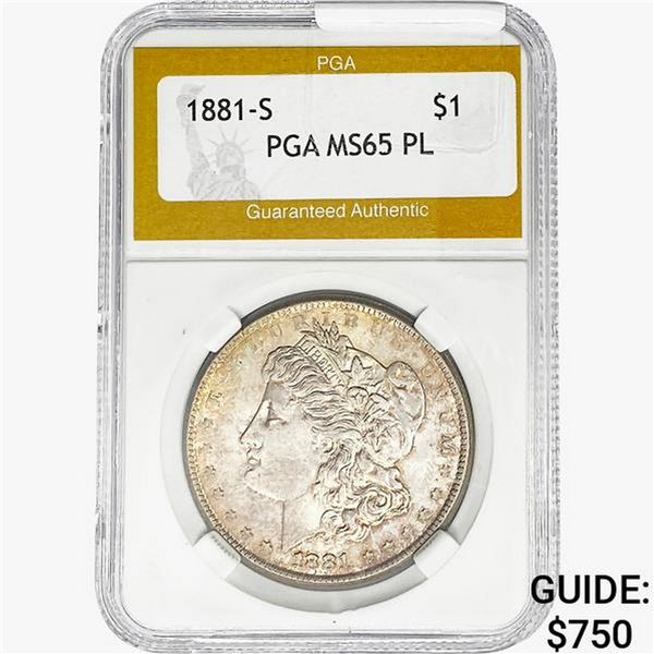 1881-S Morgan Silver Dollar PGA MS65 PL
