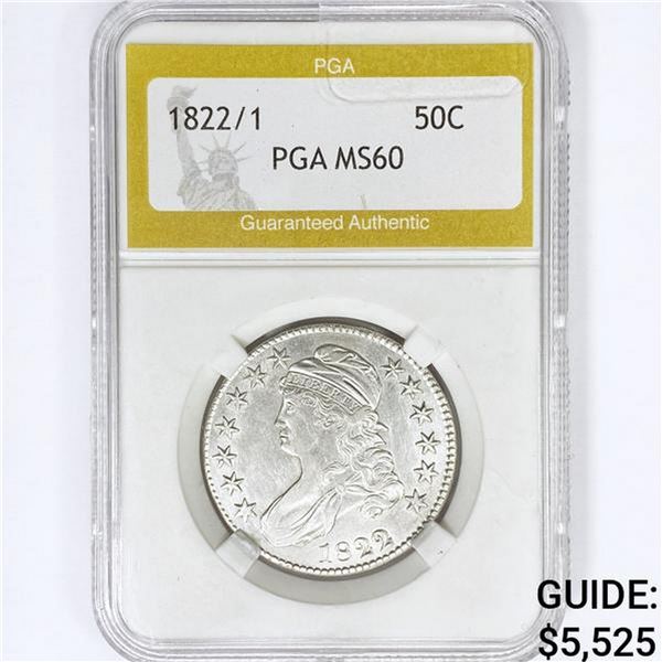 1822/1 Capped Bust Half Dollar PGA MS60