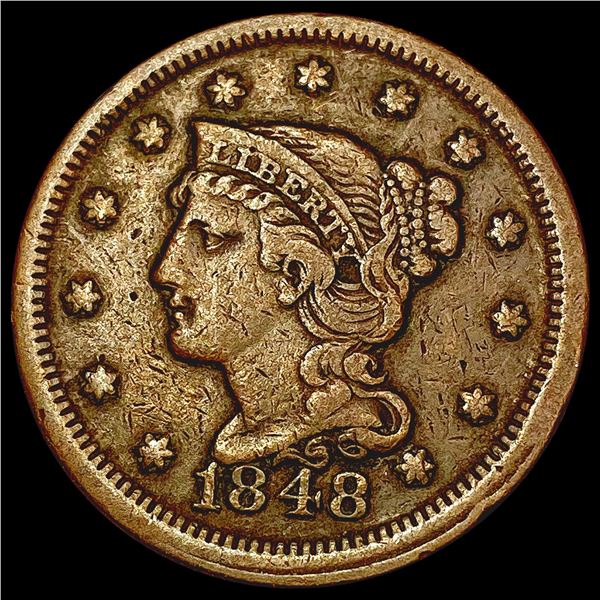1848 Braided Hair Large Cent NICELY CIRCULATED