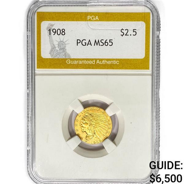 1908 $2.50 Gold Quarter Eagle PGA MS65
