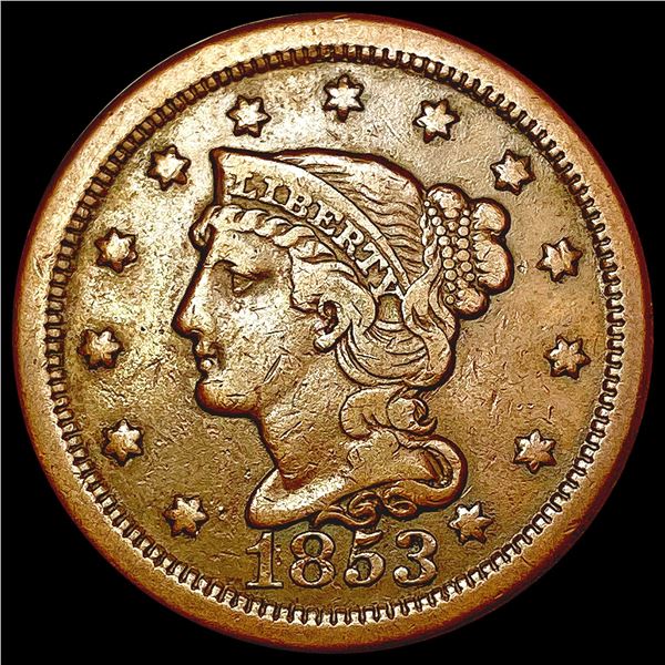 1853 Braided Hair Large Cent LIGHTLY CIRCULATED
