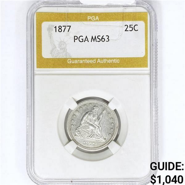 1877 Seated Liberty Quarter PGA MS63