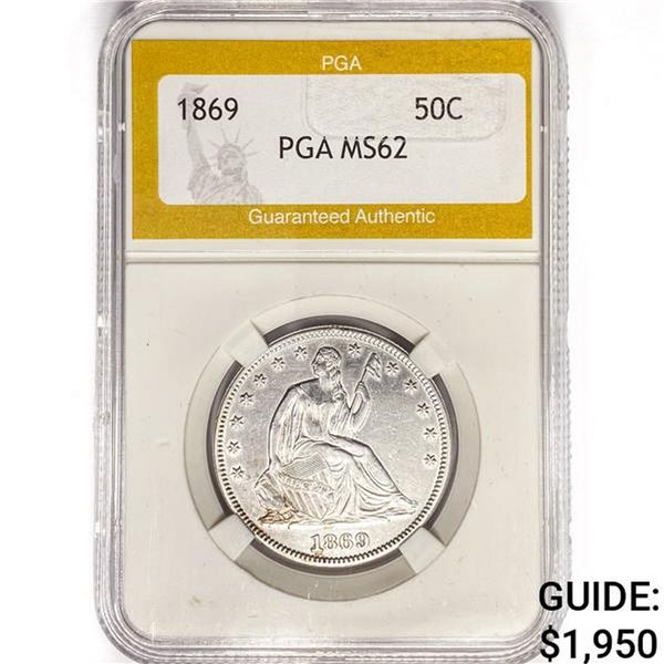 1869 Seated Liberty Half Dollar PGA MS62