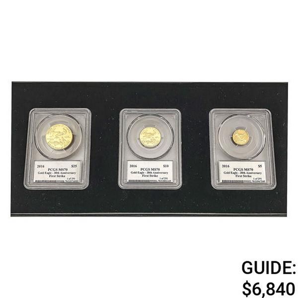 [3]2016 $5/$10/$25 Gold Eagles PCGS MS70