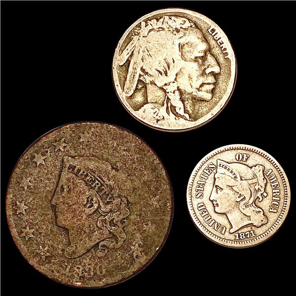 1830-1924 [3] U.S. Type Coin Lot HIGH GRADE