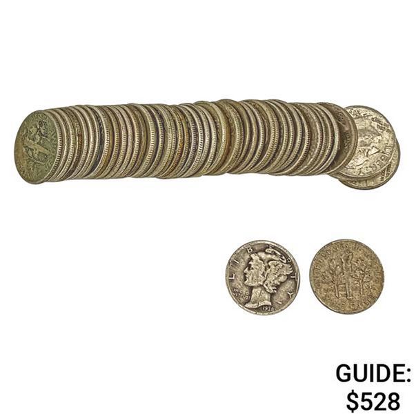 [50]1907-1964 Assorted U.S. Dime Roll