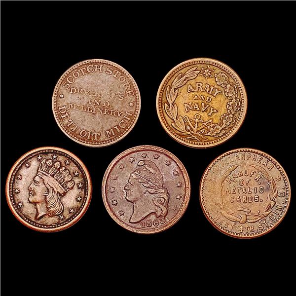 [5] 1863-1864 Civil War Token Lot HIGH GRADE