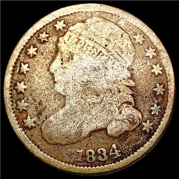 1834 Sm 4 Capped Bust Dime NICELY CIRCULATED