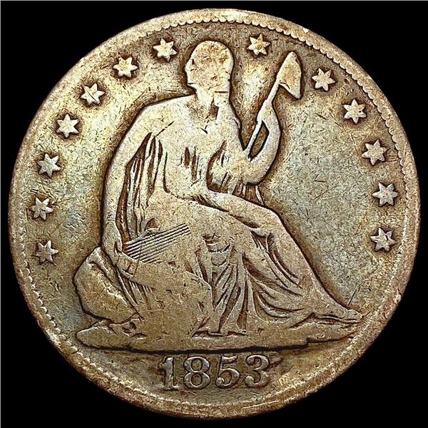 1853 Arrows Rays Seated Liberty Half Dollar LIGHTLY CIRCULATED