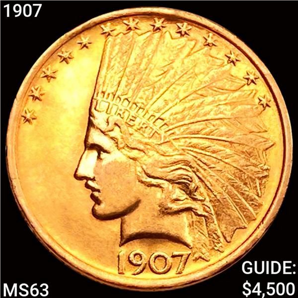 1907 $10 Gold Eagle CHOICE BU