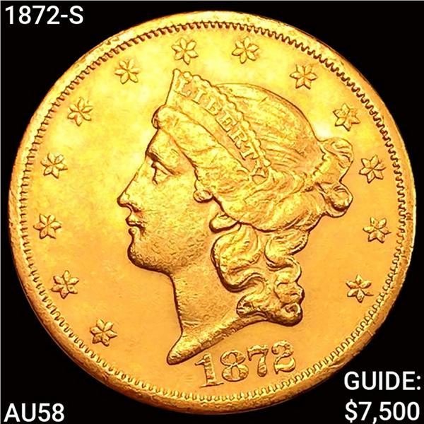 1872-S $20 Gold Double Eagle CHOICE AU
