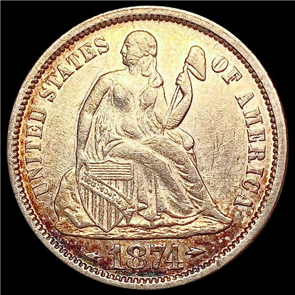 1874 Arrows Seated Liberty Dime CLOSELY UNCIRCULATED