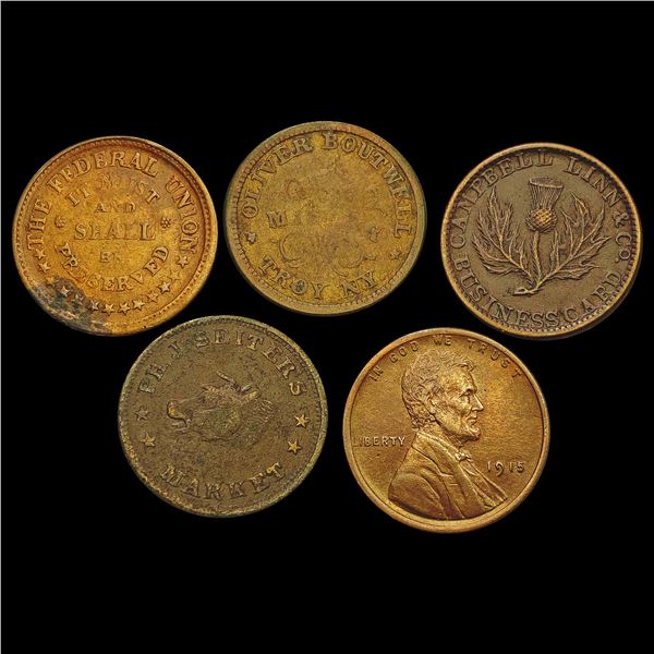 [5] 1863-1915 Varied World Tokens HIGH GRADE